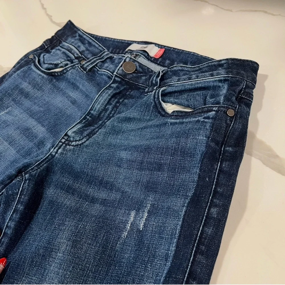 CAbi Womens Jeans Tuxedo High Rise Straight Leg Stretch Denim Blue Size 6-FLAWED